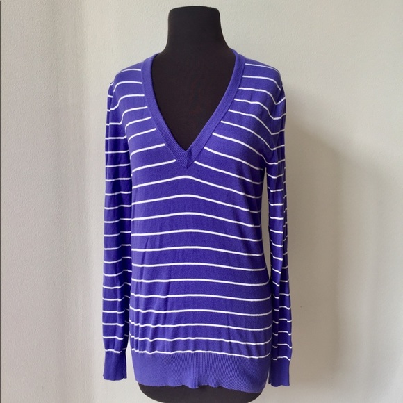 SOLD J.Crew Striped Purple Sweater MSRP $98! - Picture 2 of 6